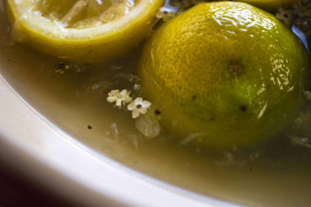 opskrift på gin og tonic med hyldeblomstsaft